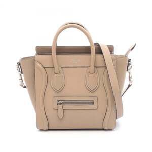 Celine Luggage Nano Shopper Handbag, Leather, Women's, Beige